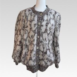 VINTAGE Chic Women's Sweater - Brown Pattern SIZE M